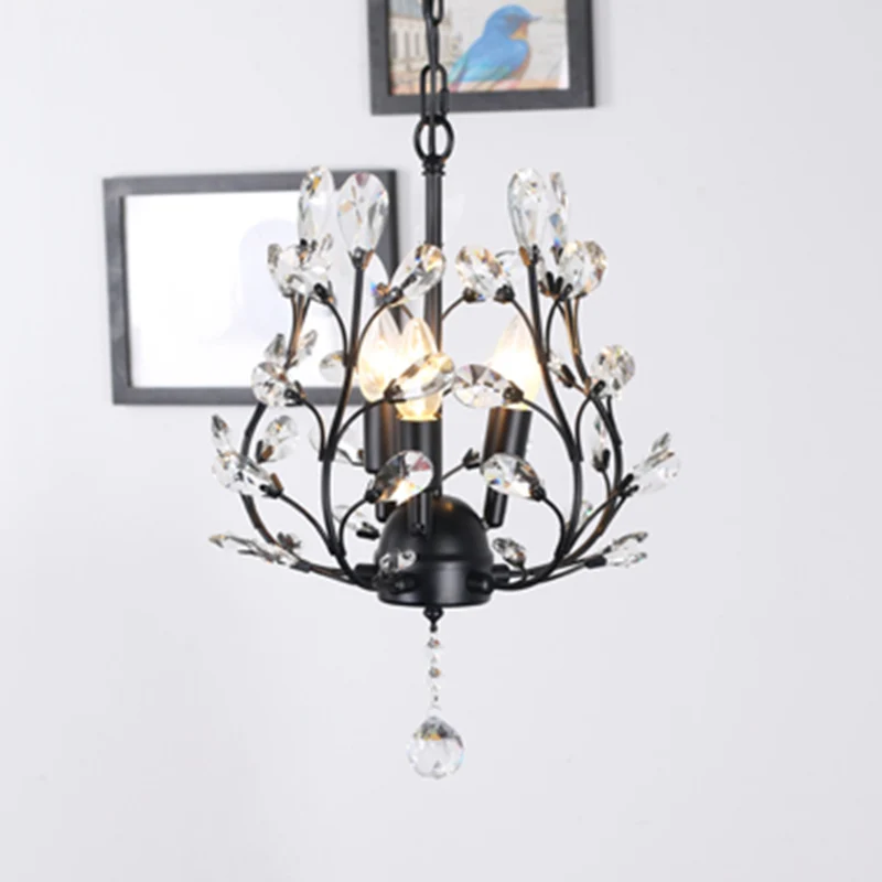 3-lamps takvormige hanglamp landelijke afgeschuinde kristallen plafondkroonluchter voor foyer Clearhalo