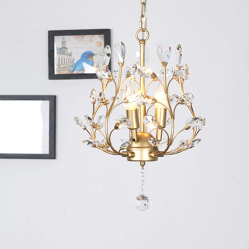3-lamps takvormige hanglamp landelijke afgeschuinde kristallen plafondkroonluchter voor foyer Clearhalo
