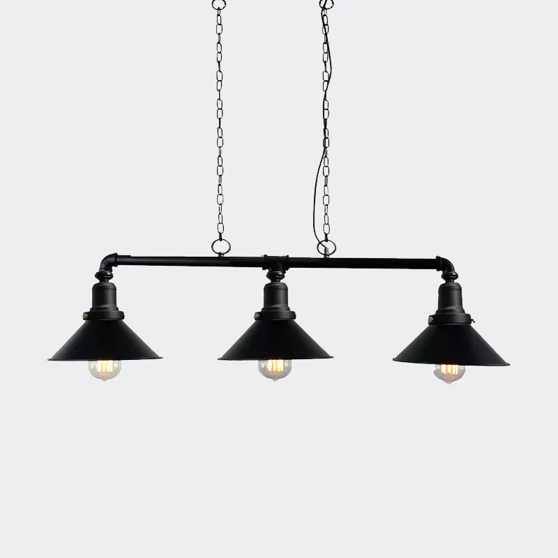 3-lichts conische eilandlamp vintage zwarte afwerking metalen hanglamp voor eetkamer Clearhalo