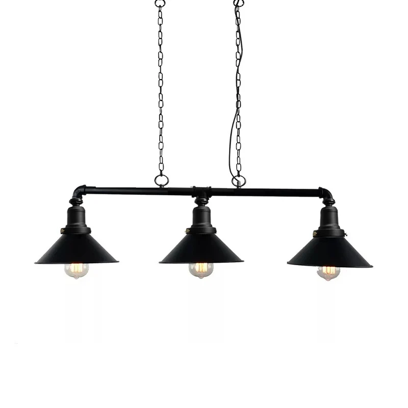 3-lichts conische eilandlamp vintage zwarte afwerking metalen hanglamp voor eetkamer Clearhalo