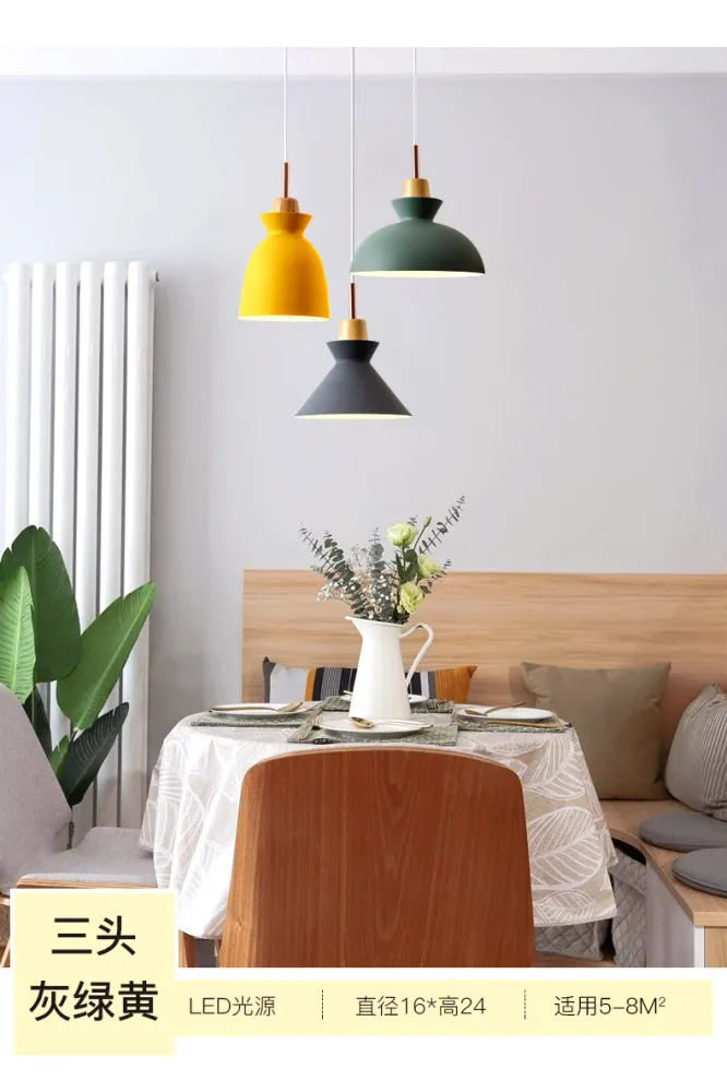3-lichts hanglamp macaron-stijl aluminium kap Nordic Simplicity hanglamp meerdere kleuren voor eetkamer slaapkamer Clearhalo