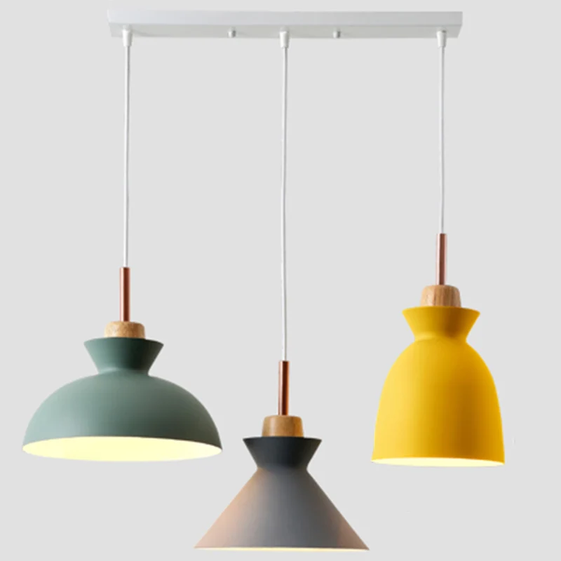 3-lichts hanglamp macaron-stijl aluminium kap Nordic Simplicity hanglamp meerdere kleuren voor eetkamer slaapkamer Clearhalo