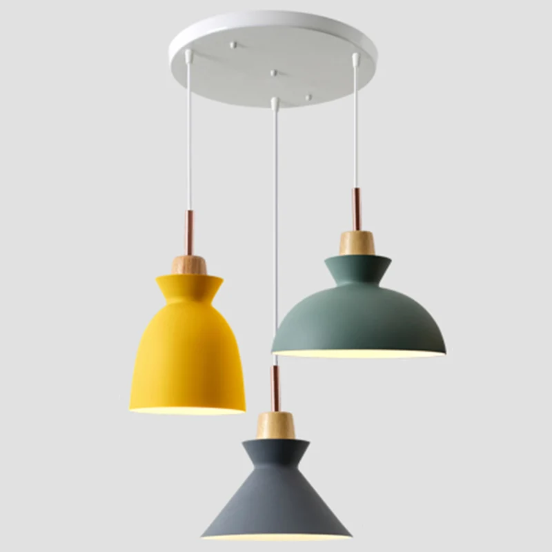 3-lichts hanglamp macaron-stijl aluminium kap Nordic Simplicity hanglamp meerdere kleuren voor eetkamer slaapkamer Clearhalo