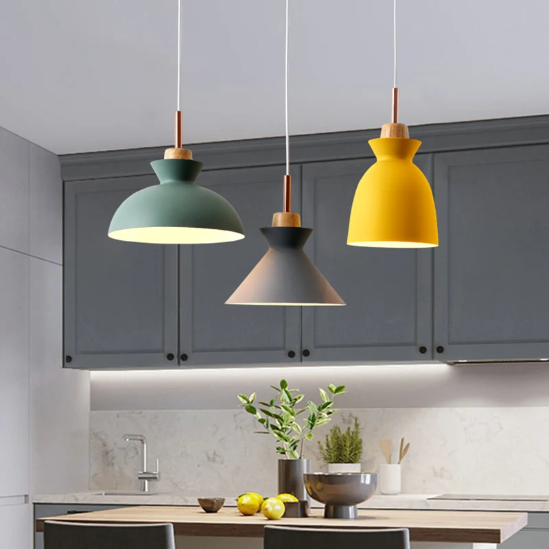 3-lichts hanglamp macaron-stijl aluminium kap Nordic Simplicity hanglamp meerdere kleuren voor eetkamer slaapkamer Clearhalo