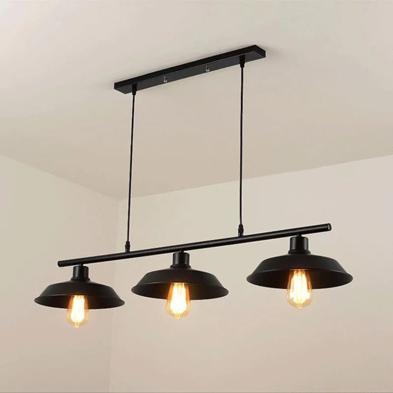 3-lichts metalen eilandlamp magazijn zwart conisch restaurant kroonluchter verlichtingsarmatuur Clearhalo