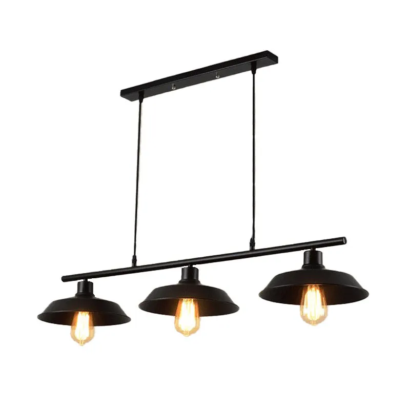 3-lichts metalen eilandlamp magazijn zwart conisch restaurant kroonluchter verlichtingsarmatuur Clearhalo