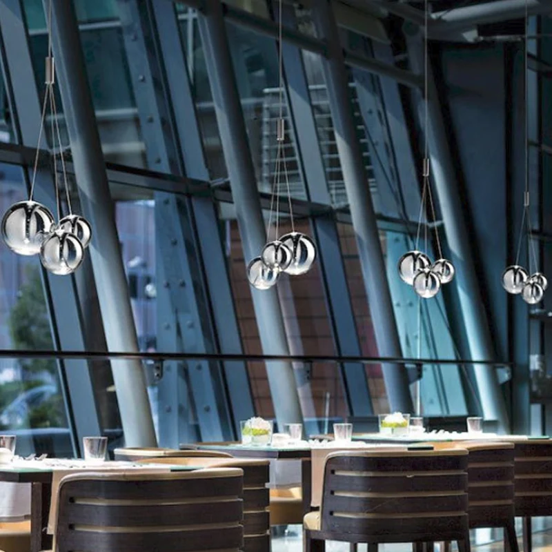3-lichts restaurant hanglamp Eenvoud Chroom hanglamp met bolhelder glazen kap Clearhalo