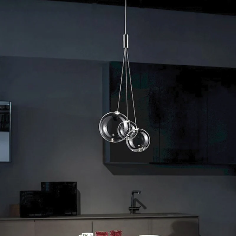3-lichts restaurant hanglamp Eenvoud Chroom hanglamp met bolhelder glazen kap Clearhalo