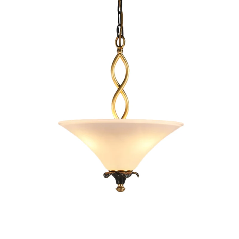3-lichts slingerlicht landelijke eetkamer kroonluchter lamp armatuur met kegel witte glazen kap Clearhalo