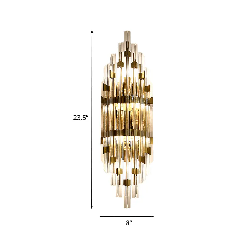 3-lichts wandkandelaarlamp postmodern schild kristalstaaf wandverlichtingsarmatuur goud voor woonkamer Clearhalo