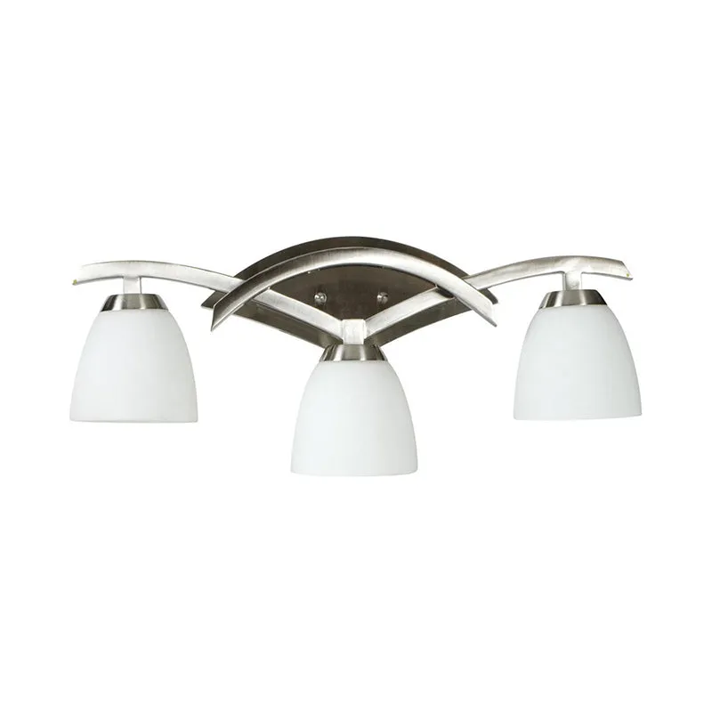 3-lichts wandlamp met kegelvormige witte glazen kap Klassieke badkamermeubelverlichting Clearhalo