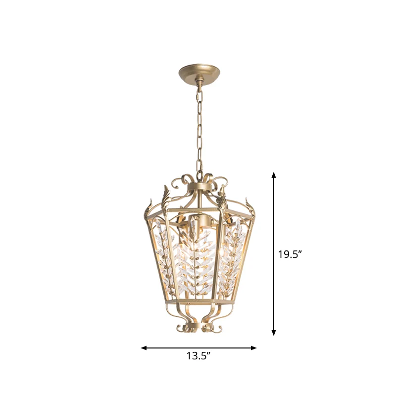 3-lichts zeshoekige hanglamp, rustieke antieke gouden kristallen kroonluchter voor woonkamer Clearhalo