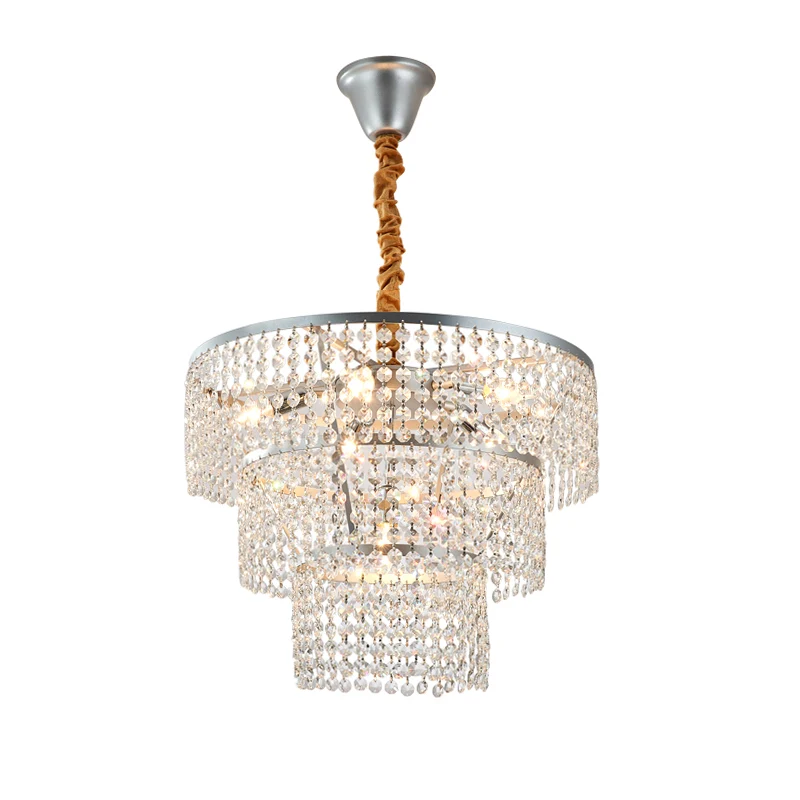 4/5/6 lampen gelaagde kroonluchter verlichting eigentijds helder kristal hangend plafondlicht chroom, 12"/16"/21,5" breed...