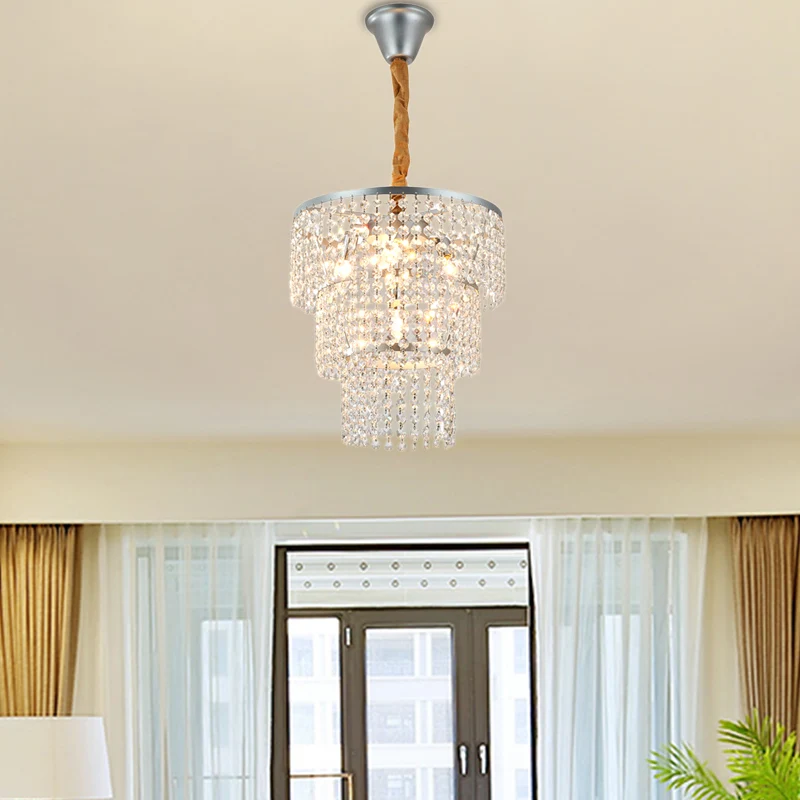 4/5/6 lampen gelaagde kroonluchter verlichting eigentijds helder kristal hangend plafondlicht chroom, 12"/16"/21,5" breed...