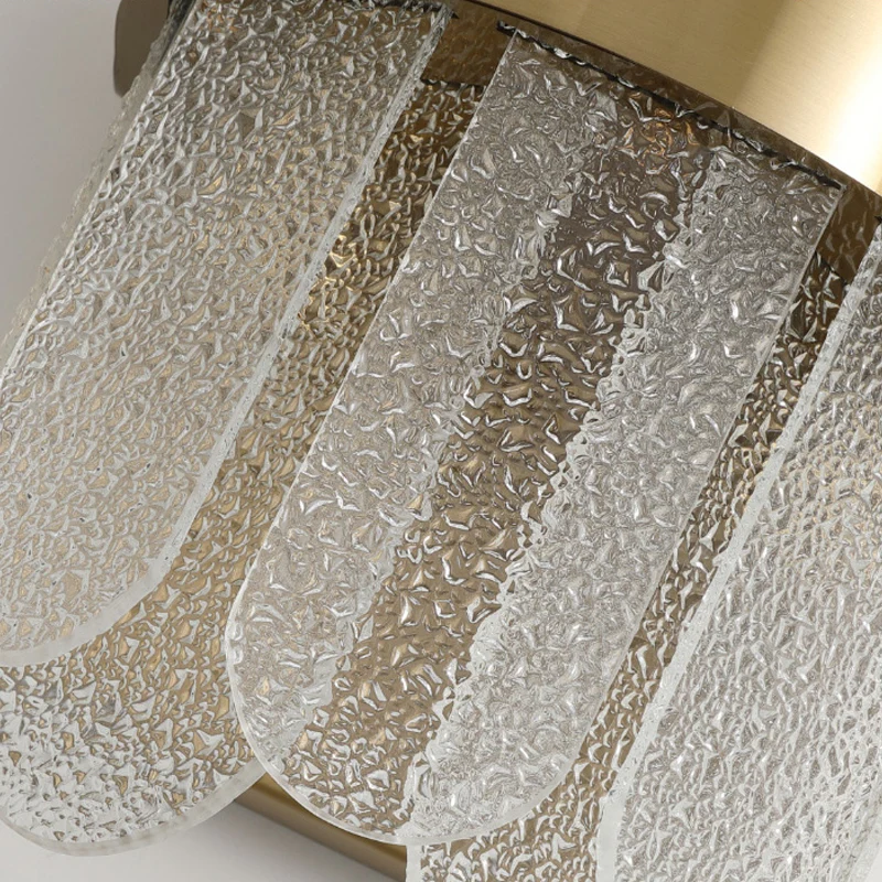 4-hoofds slaapkamer wandlamp moderne stijl gouden wandverlichting schans met ovale vorm helder gehamerd glas Clearhalo