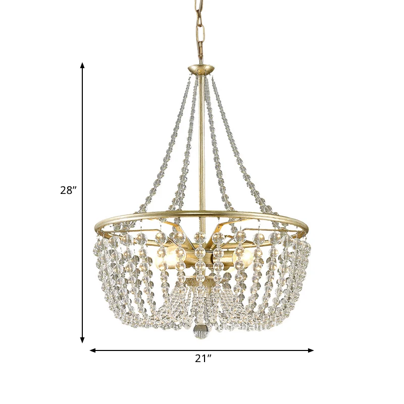 4-kops plafondkroonluchter moderne stijl woonkamer hanglampset met mand kristallen kap goud Clearhalo
