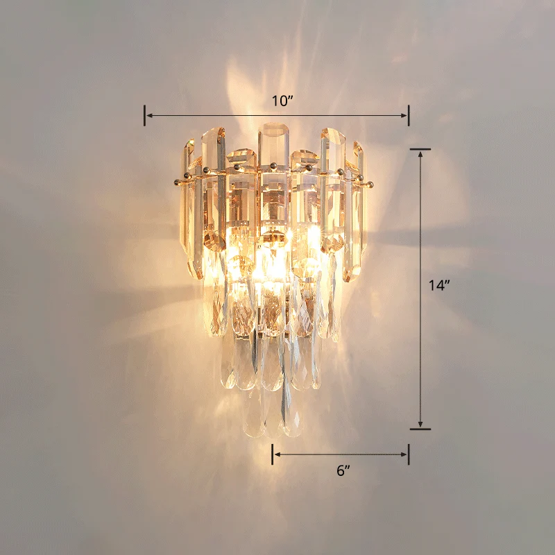 4-laags restaurant wandkandelaar licht afgeschuind kristal 2-lamps moderne wandlamp Clearhalo