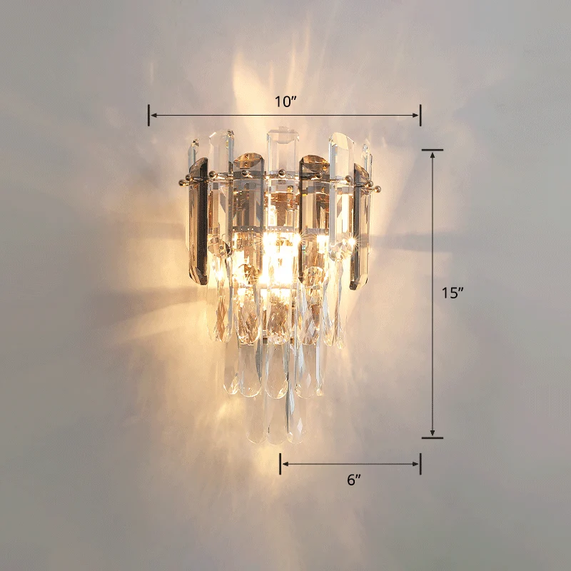 4-laags restaurant wandkandelaar licht afgeschuind kristal 2-lamps moderne wandlamp Clearhalo
