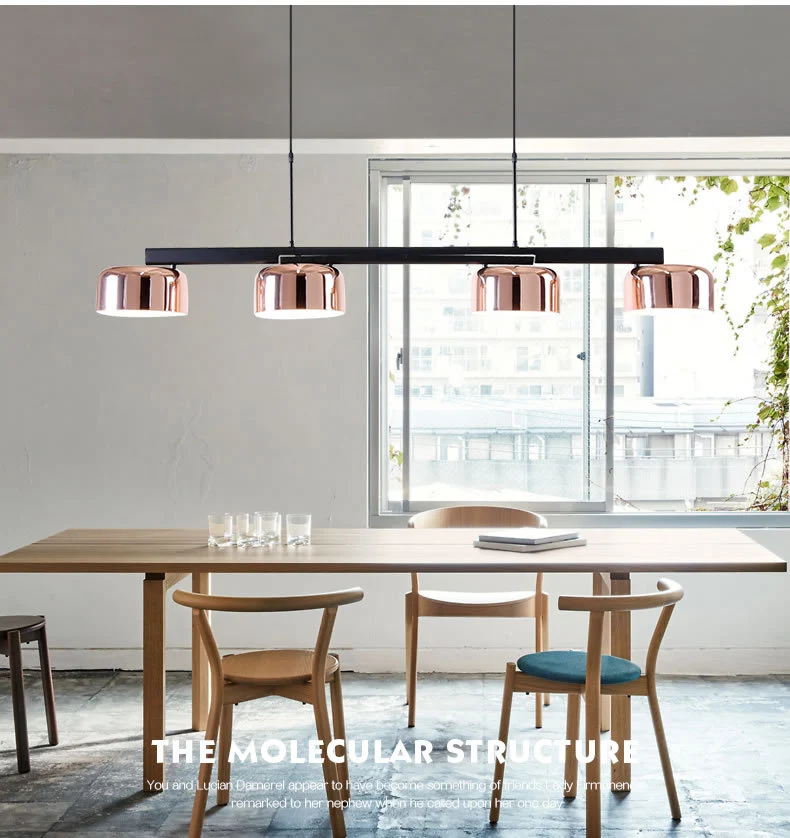 4-lichts Diner eilandlamp Scandinavische LED-hanglamp met trommel acryl kap Clearhalo