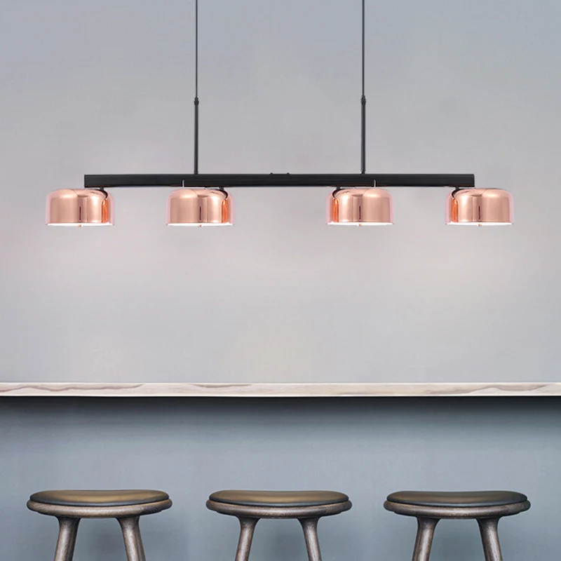 4-lichts Diner eilandlamp Scandinavische LED-hanglamp met trommel acryl kap Clearhalo