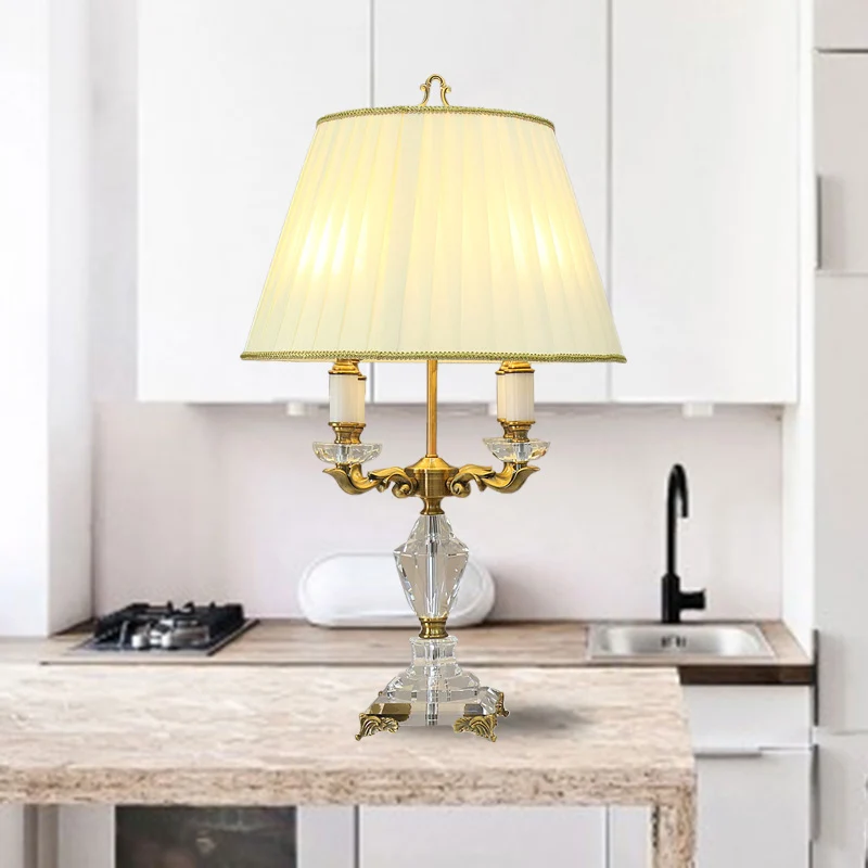 4-lichts helder kristal nachtkastje licht rustiek beige kandelaar woonkamer tafellamp Clearhalo
