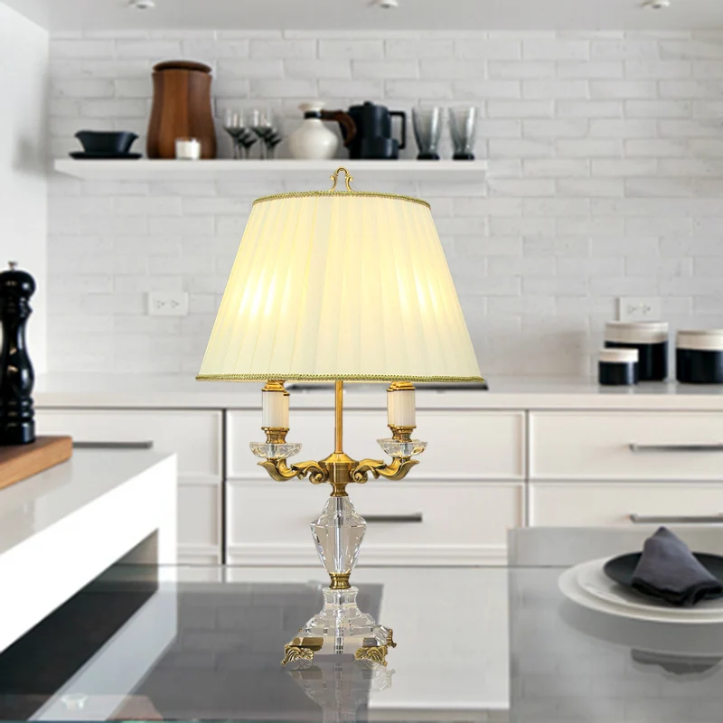 4-lichts helder kristal nachtkastje licht rustiek beige kandelaar woonkamer tafellamp Clearhalo
