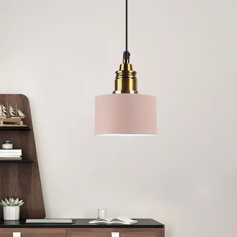 5"/12" brede ronde hanglamp Macaron Loft metalen hanglamp met messing fitting voor gang Clearhalo