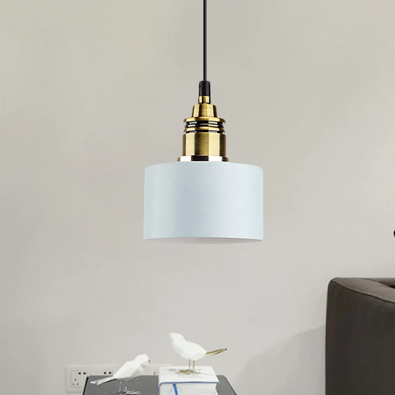 5"/12" brede ronde hanglamp Macaron Loft metalen hanglamp met messing fitting voor gang Clearhalo