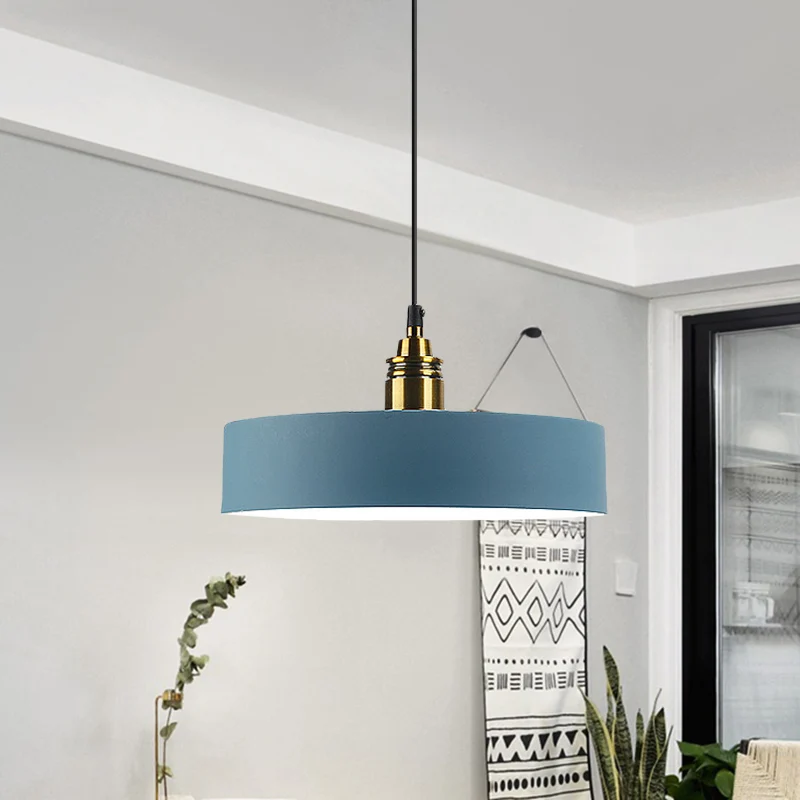 5"/12" brede ronde hanglamp Macaron Loft metalen hanglamp met messing fitting voor gang Clearhalo