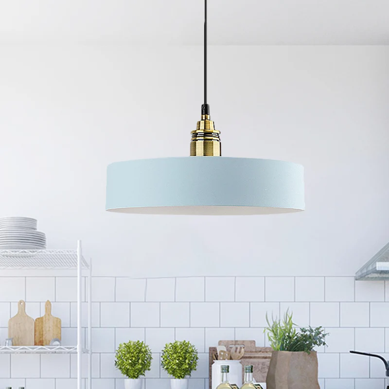 5"/12" brede ronde hanglamp Macaron Loft metalen hanglamp met messing fitting voor gang Clearhalo