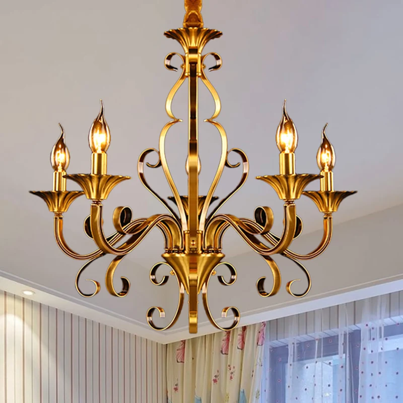 5/6/8 lichten kroonluchter hanglamp kolonialisme kaarsvorm metalen plafondophanging licht goud Clearhalo