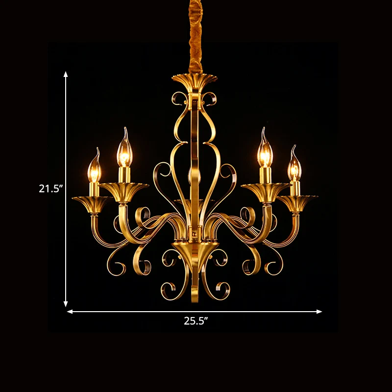 5/6/8 lichten kroonluchter hanglamp kolonialisme kaarsvorm metalen plafondophanging licht goud Clearhalo