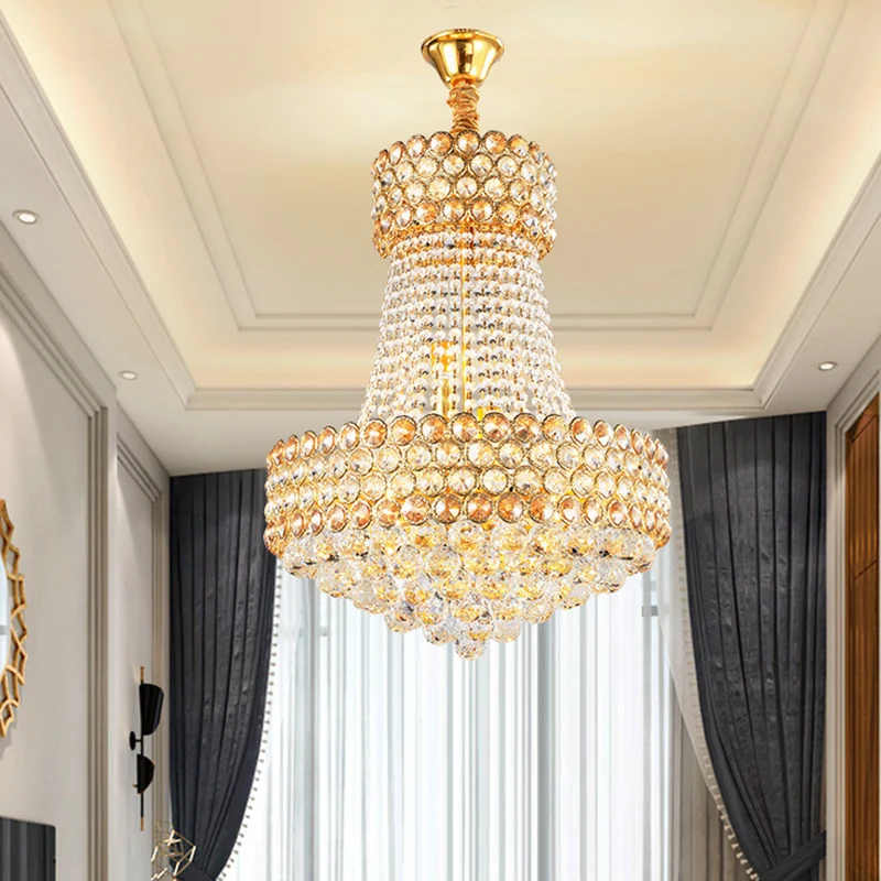 5/8-lichts zitkamer hanglamp moderne gouden kroonluchterverlichting met kegel afgeschuinde glazen kristallen kap Clearhalo
