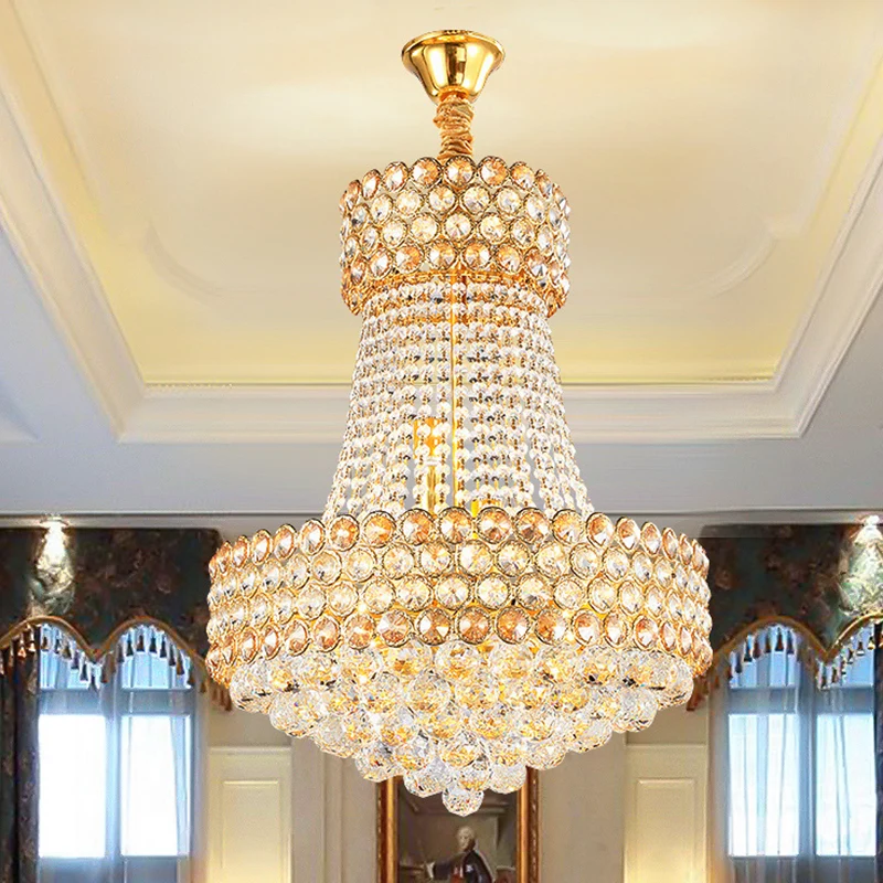 5/8-lichts zitkamer hanglamp moderne gouden kroonluchterverlichting met kegel afgeschuinde glazen kristallen kap Clearhalo