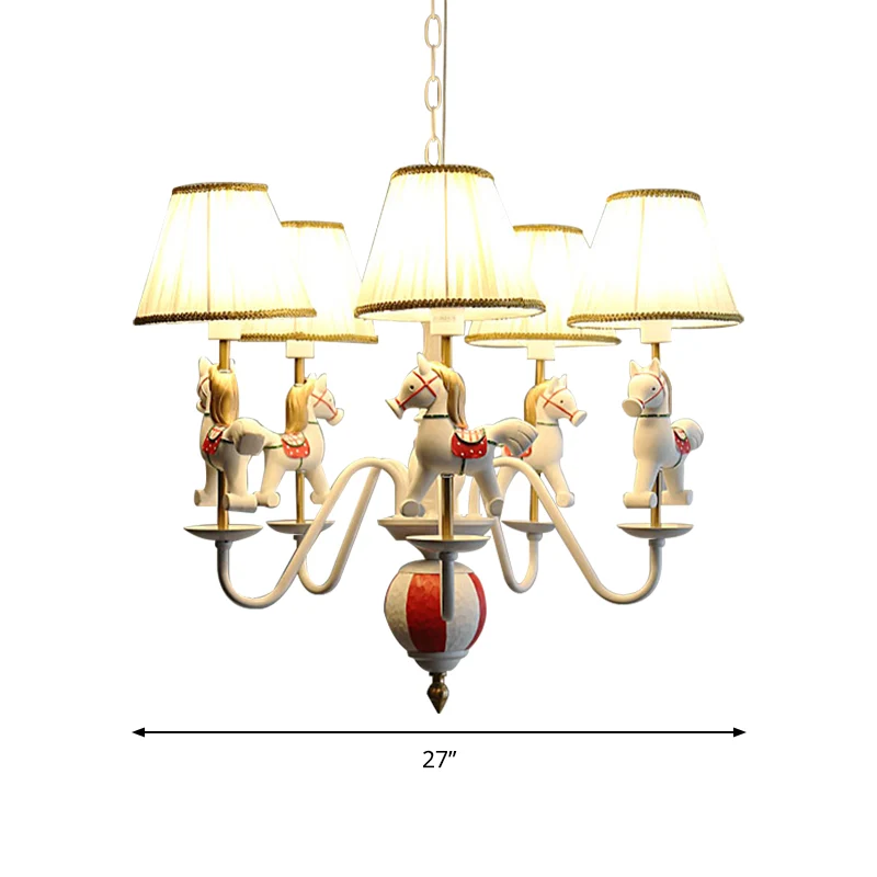 5-lichts paardenhanglamp, moderne metalen kroonluchter voor babykamer Clearhalo
