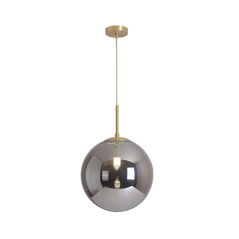 6"/10" brede bol plafond hanglamp modernistische bruin/rookgrijs spiegelglas 1 lichte eetkamer hanglamp Clearhalo