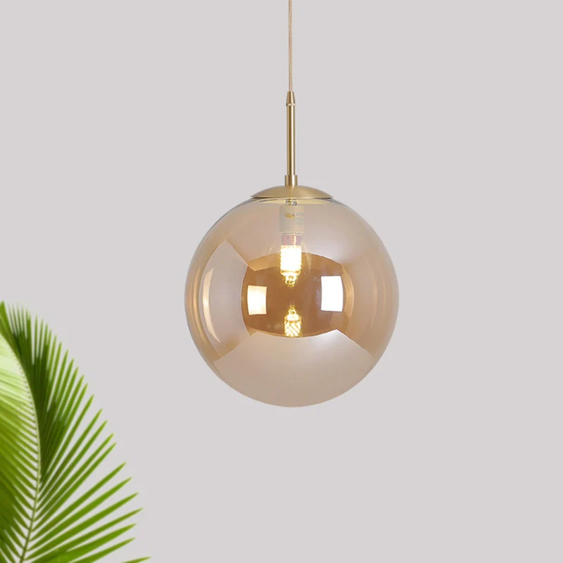 6"/10" brede bol plafond hanglamp modernistische bruin/rookgrijs spiegelglas 1 lichte eetkamer hanglamp Clearhalo