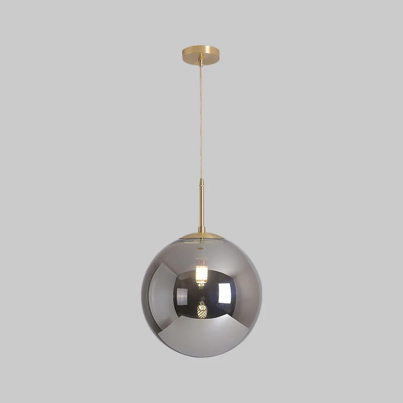 6"/10" brede bol plafond hanglamp modernistische bruin/rookgrijs spiegelglas 1 lichte eetkamer hanglamp Clearhalo
