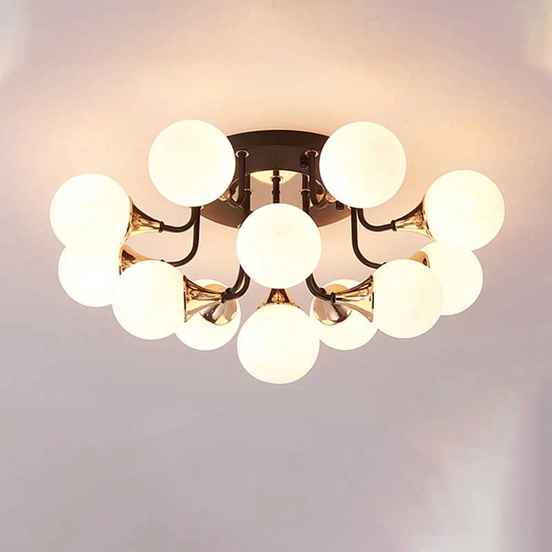 6/10/13 lichten gang semi-inbouw kroonluchter melkwit glas schaduwrijke bol plafondmontage licht zwart Clearhalo