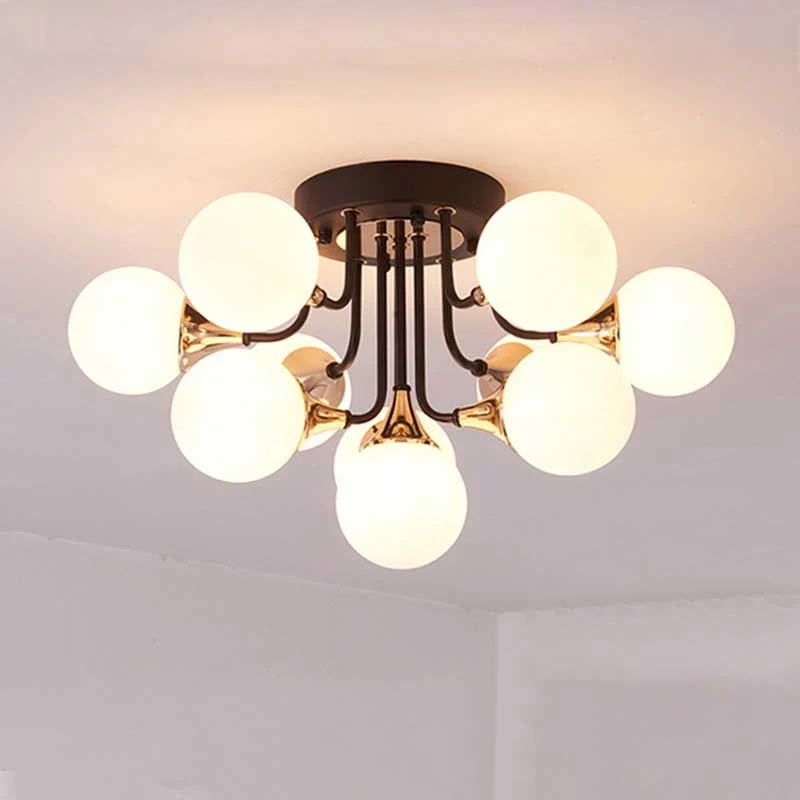 6/10/13 lichten gang semi-inbouw kroonluchter melkwit glas schaduwrijke bol plafondmontage licht zwart Clearhalo