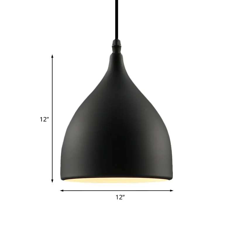 6.5"/10" Dia Dome metalen hangende plafondlamp industriële 1-lichts restaurant hanglamp zwart Clearhalo