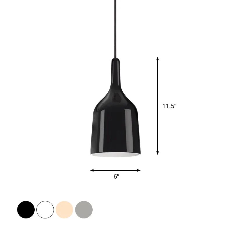 6"/8"/10,5" brede bel hanglamp modern metaal 1 licht zwart/wit/chroom hangend plafondlicht Clearhalo