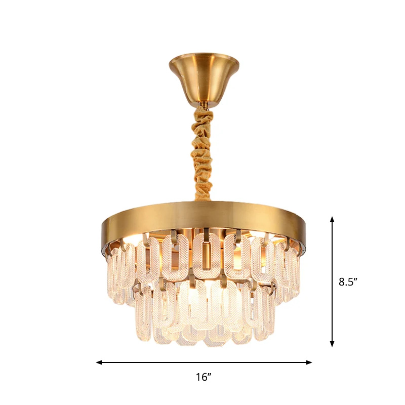 6-koppige kristallen kroonluchter licht postmodern goud 2 lagen eetkamer hangende hanger Clearhalo