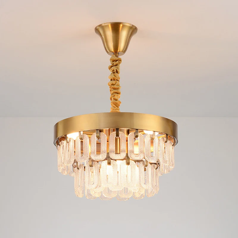 6-koppige kristallen kroonluchter licht postmodern goud 2 lagen eetkamer hangende hanger Clearhalo