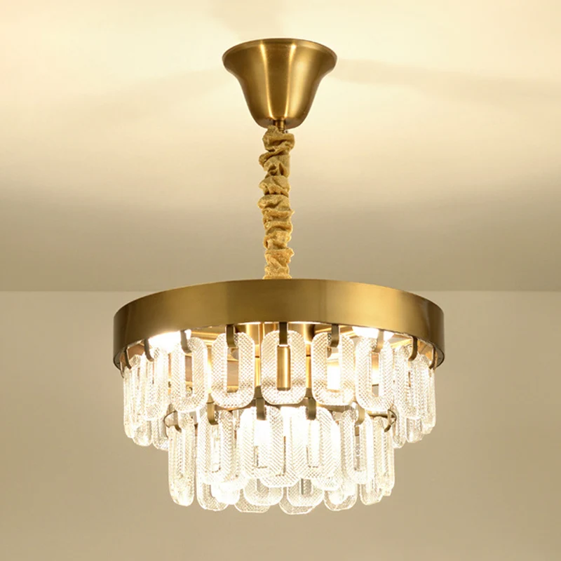 6-koppige kristallen kroonluchter licht postmodern goud 2 lagen eetkamer hangende hanger Clearhalo