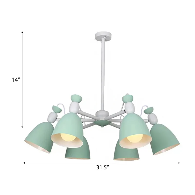6-lichts koepelvormige plafondhanger Noordse metalen kroonluchter voor woonkamer kleuterschool Clearhalo