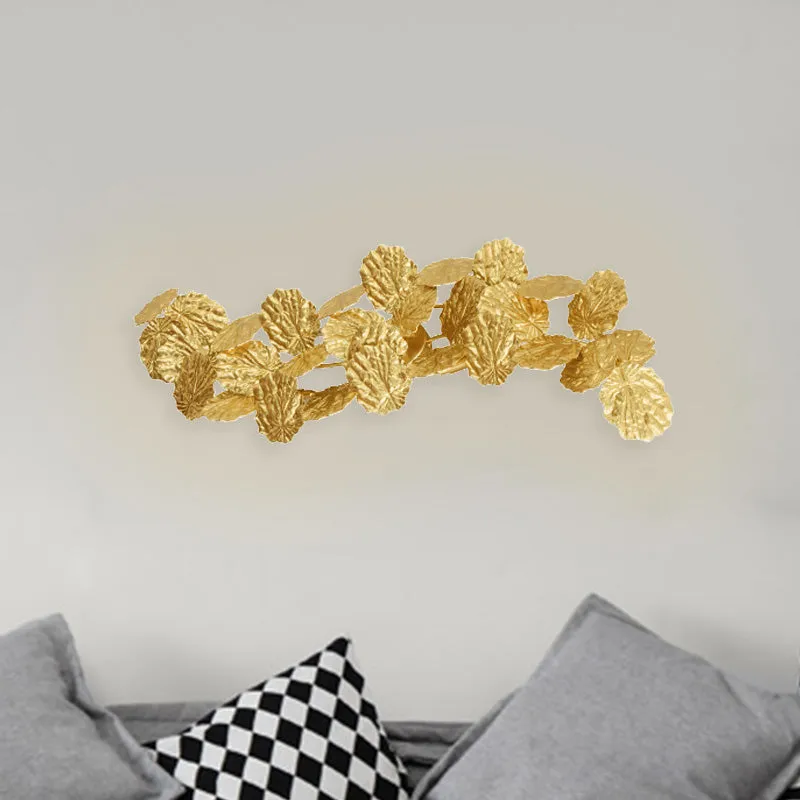 6-lichts lotusblad schanslamp, luxe gouden metalen wandgemonteerde lamp voor woonkamer Clearhalo