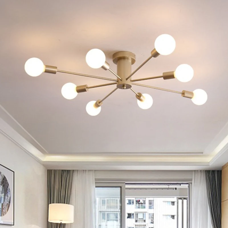8/10 Lichten Blootgestelde semi-inbouwverlichting Industrieel goudkleurig metalen plafondgemonteerd armatuur voor woonkame...