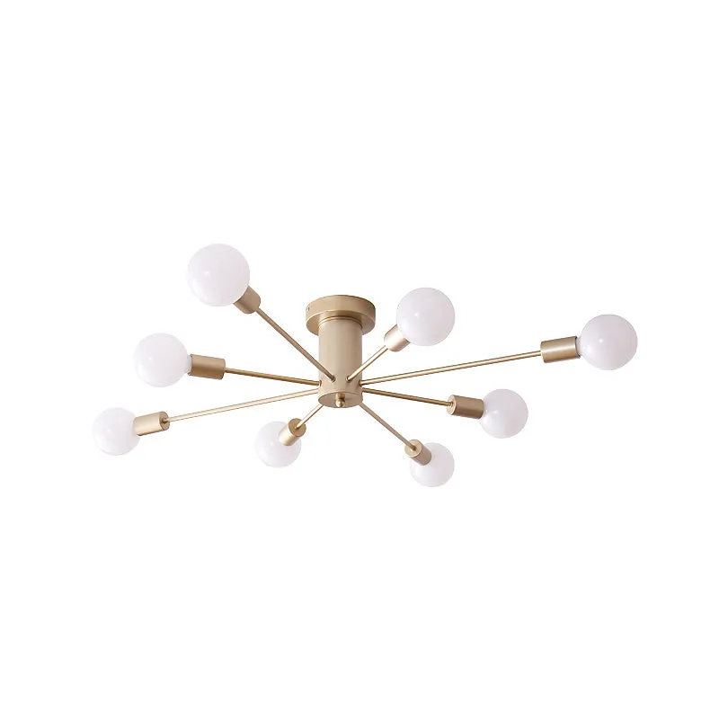 8/10 Lichten Blootgestelde semi-inbouwverlichting Industrieel goudkleurig metalen plafondgemonteerd armatuur voor woonkame...