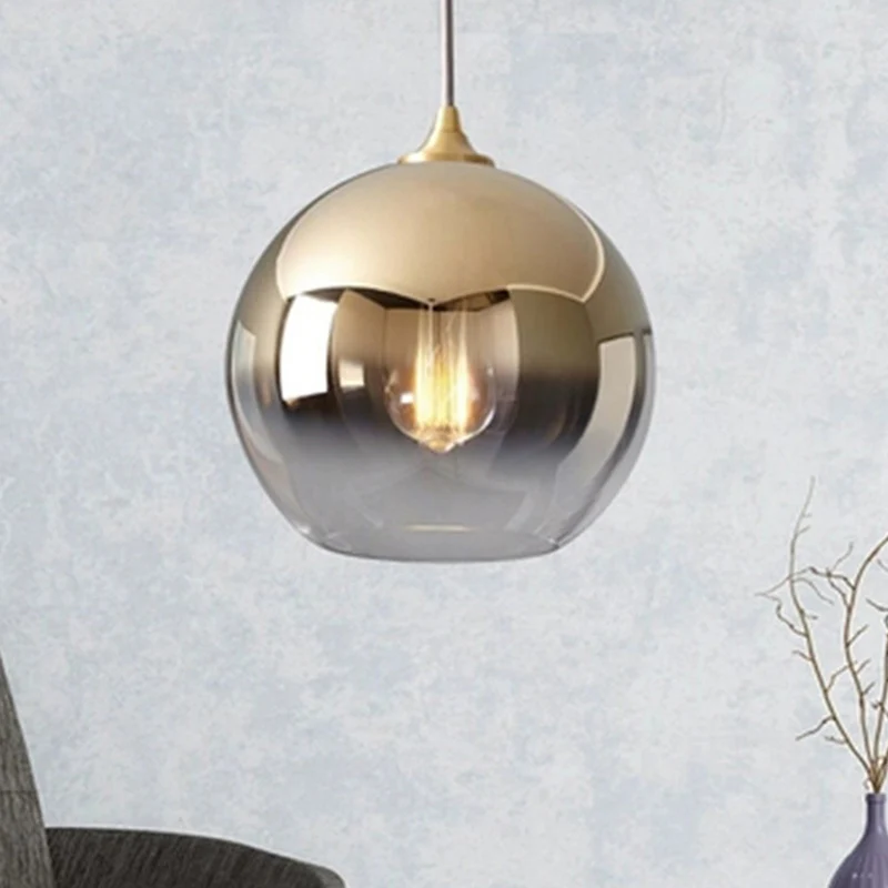 8"/10"/12"W Globe Hanglamp Hedendaags Glas 1 Licht Goud Hanglamp met Vervagende Schaduw Clearhalo